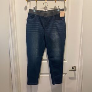 BloomChic Women Plus Size Dark Blue Jean Jegging with Gray Waistband - 18